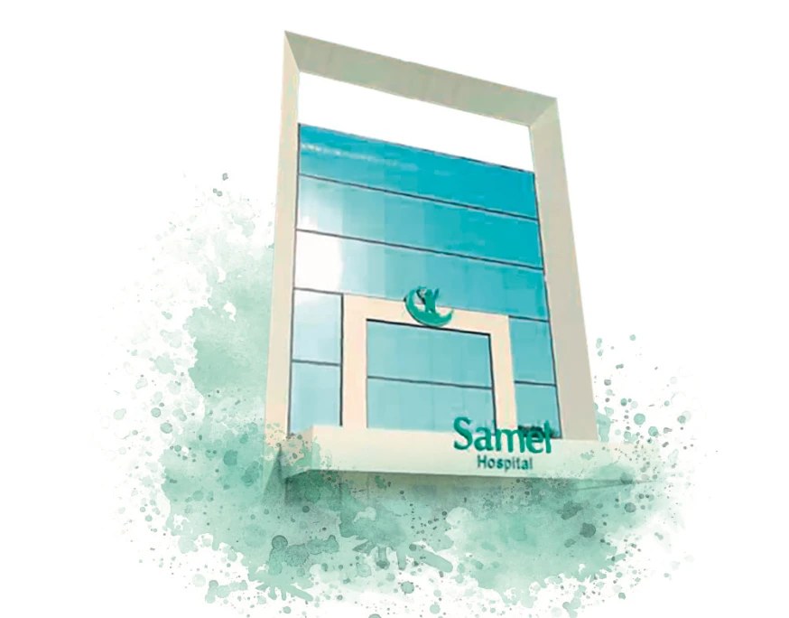 Fachada moderna do Hospital Samel