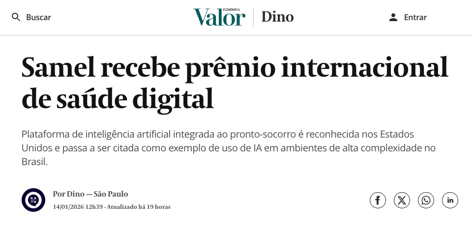 Samel recebe prêmio internacional de saúde digital – Valor Econômico